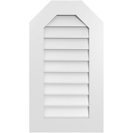 Ekena Millwork Octagonal Top Surface Mount PVC Gable Vent w/ 3-1/2"W x 1"P Standard Frame, 18"W x 32"H GVPOT18X3201SN